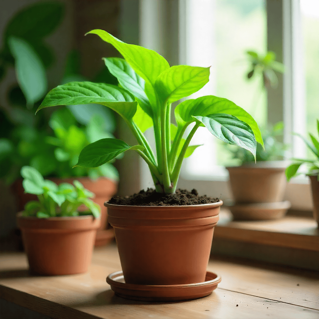 Luonnonmukaista lannoitetta lisätään kasviruukkuun